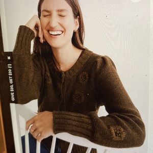 Madewell balloon sleeve embroidered sweater small